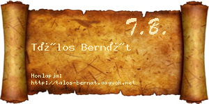Tálos Bernát névjegykártya